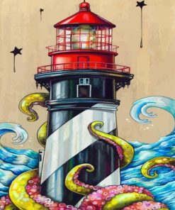 Aesthetic Lighthouse Nautical paint by number