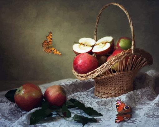 Apples And Butterflies Still Life paint by number
