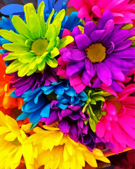 Colorful Bright Flowers Bouquet paint by number