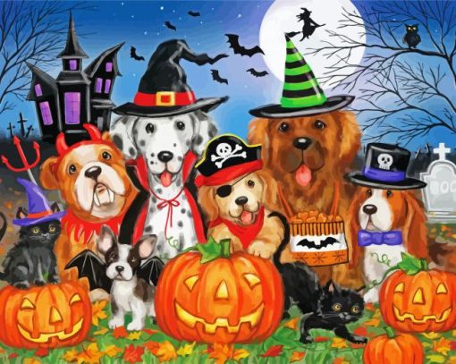Cute Halloween Puppies paint by number