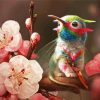 Cute Hummingbird And Flowers paint by number