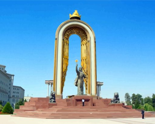 Dushanbe Somoni Monument paint by number