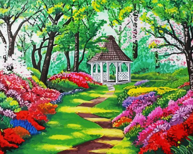 Enchanted Garden And Gazebo paint by number