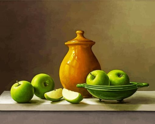 Green Apples And Jugs Still Life paint by numbers