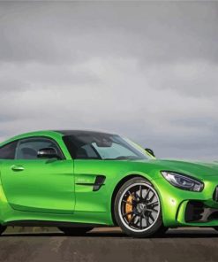 Green Mercedes Amg Gt paint by number