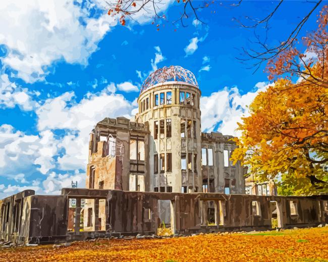 Hiroshima Atomic Bomb Dome paint by number