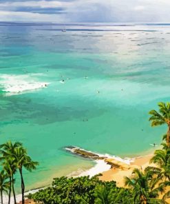 Honolulu Beach Seascape paint by number