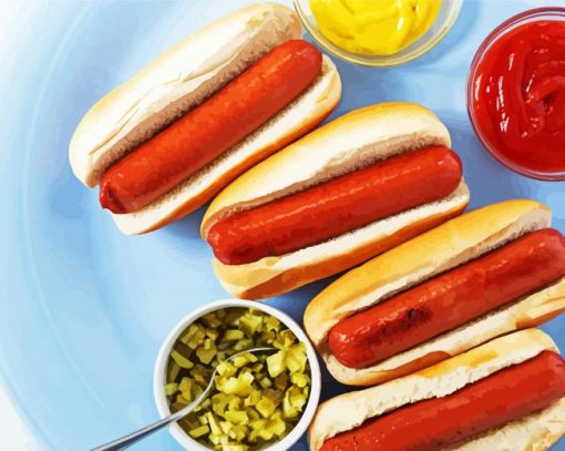 Hotdogs paint by numbers paint by numbers