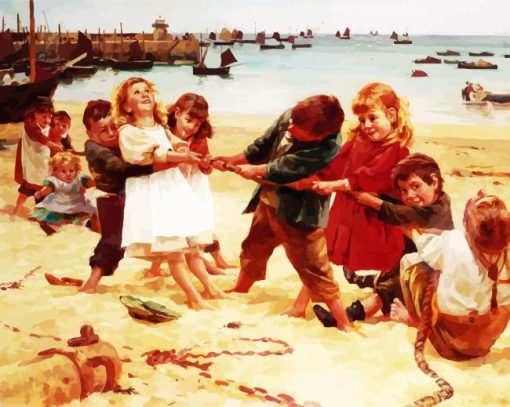 Kids Tug Of War Art paint by number