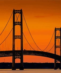 Michigan Mackinac Bridge At Sunset paint by number