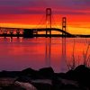 Michigan Mackinac Bridge Sunset paint by number