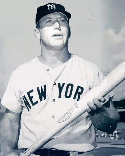 Monochrome Mickey Mantle paint by number