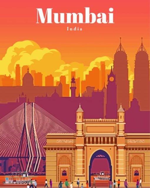 Mumbai India Poster paint by number