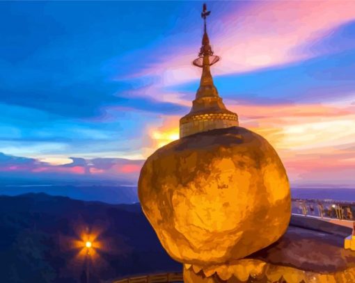 Myanmar Kyaiktiyo Pagoda paint by numbers