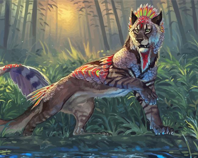 Mythical Big Cat paint by number