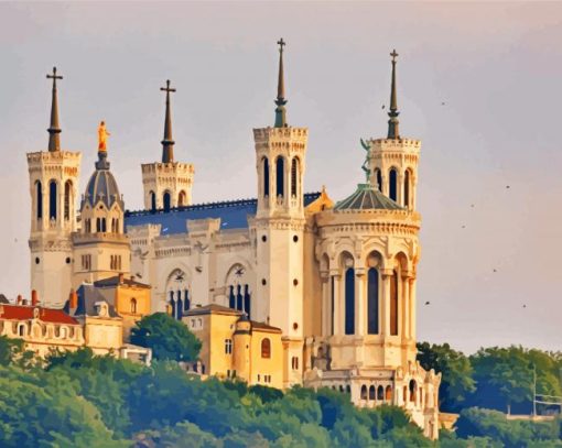 Notre Dame Fourviere Basilica Lyon paint by numbers