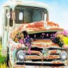 Old Truck And Flowers Illustration paint by number