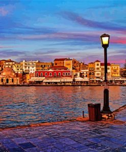 Old Venetian Port Of Chania Greece paint by number