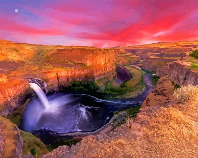 Palouse Waterfall paint by number
