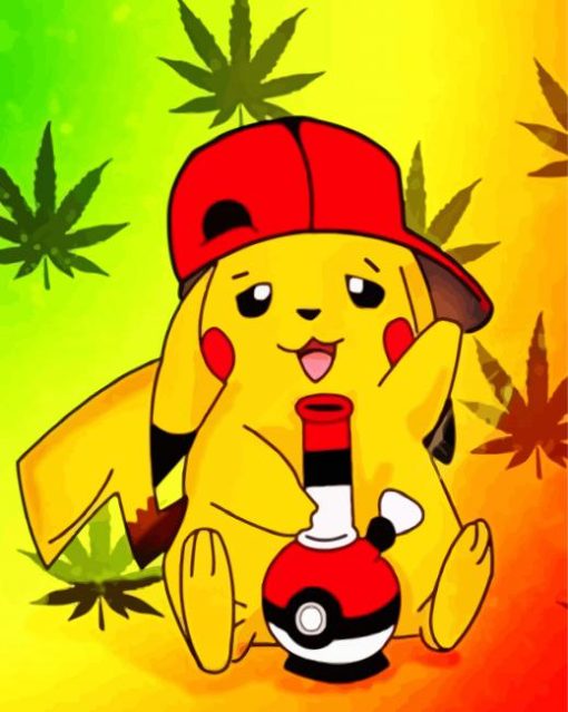 Pikachu Smoking Weed paint by number