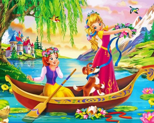 Princesses On Boat paint by number