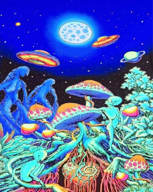 Psychedelic Trippy Space Art paint by number