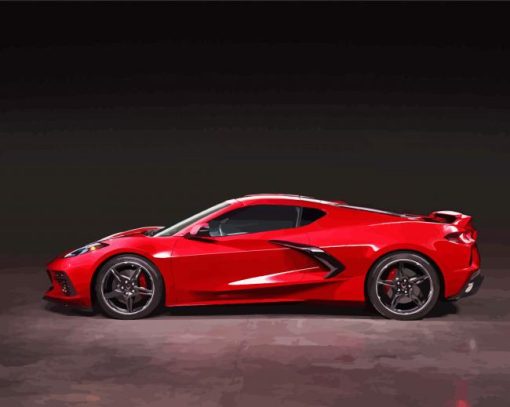 Red Chevrolet Corvette C8 Car paint by numbers