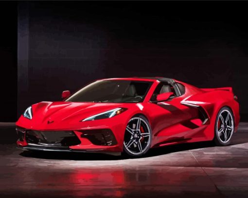 Red Chevrolet Corvette C8 paint by numbers