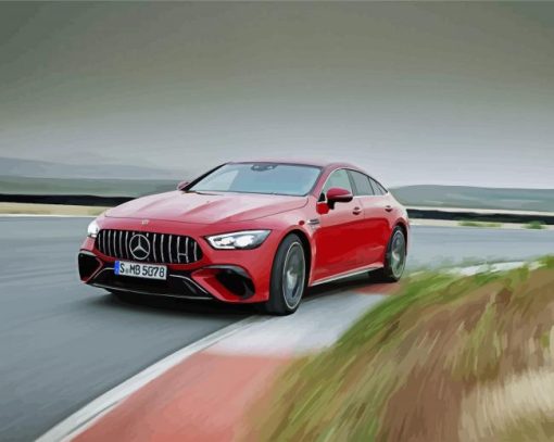 Red Mercedes AMG GT paint by numbers