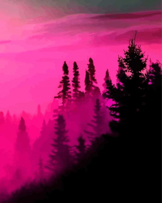 Silhouette Fuchsia Landscape paint by numbers
