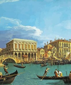 View Of The Riva Degli Schiavoni Venice By Canaletto paint by number