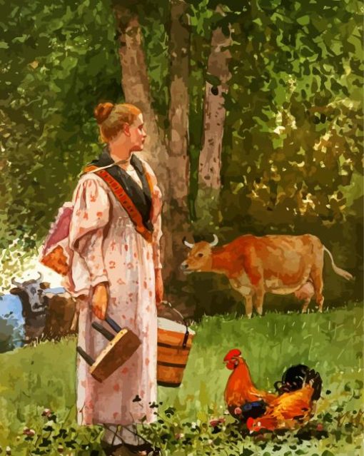 Winslow Homer The Milk Maid paint by number