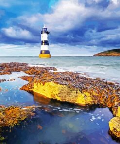Aesthetic Penmon Lighthouse paint by number