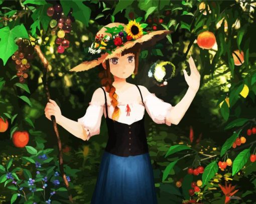 Anime Girl In Fruits Garden paint by numbers