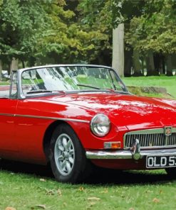 Antique Red Mgb Car paint by number