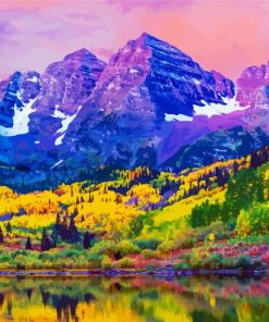 Autumn Colors At Maroon Bells And Lake paint paint by number