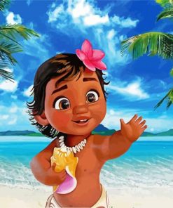 Baby Moana In Beach paint by number