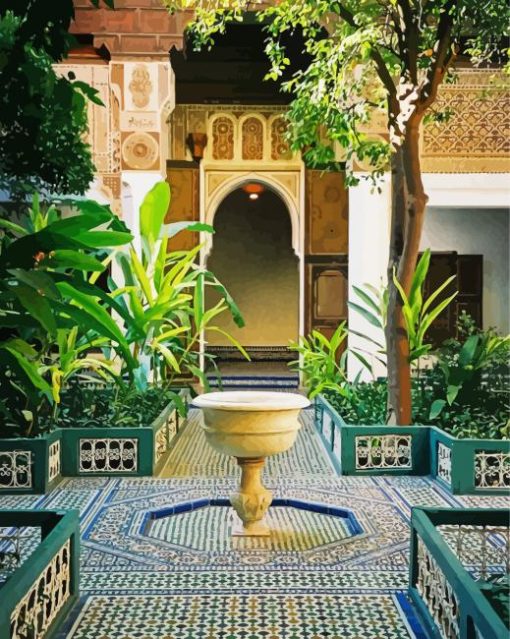 Bahia Palace In Marrakech Morocco paint by number