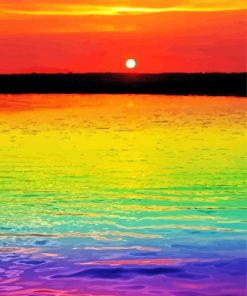 Beach Rainbow Sunset paint by number