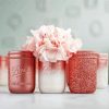 Beautiful Pink Mason Jar Flowers paint by number