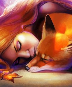 Beautiful Woman And The Fox paint by number