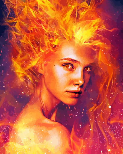 Beautiful Woman Burning paint by number