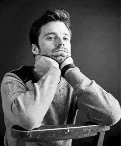 Black And White Sebastian Stan paint by number