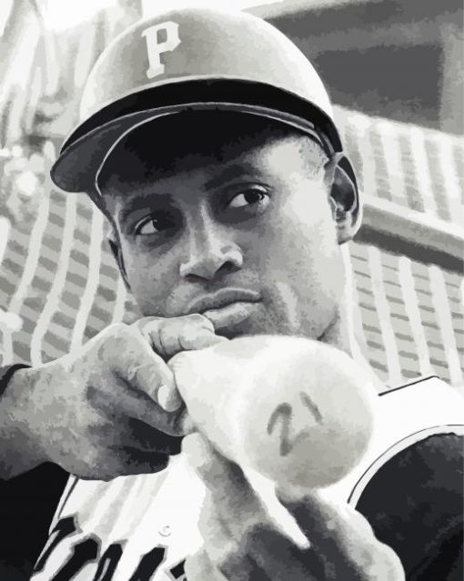 Black And White Roberto Clemente paint by number