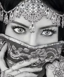 Black And White Arabian Lady Eye paint by number