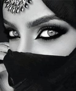 Black And White Arabian Women Eye paint by number