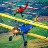 Blue And Red Biplane paint by number