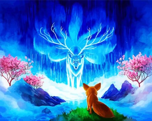 Blue Nine Tailed Fox Art paint by number