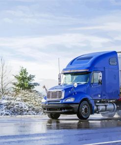 Blue Semi Truck paint by number