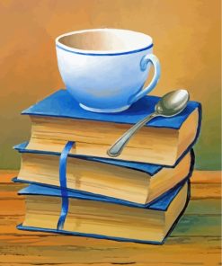 Coffee Cup On Books paint by number